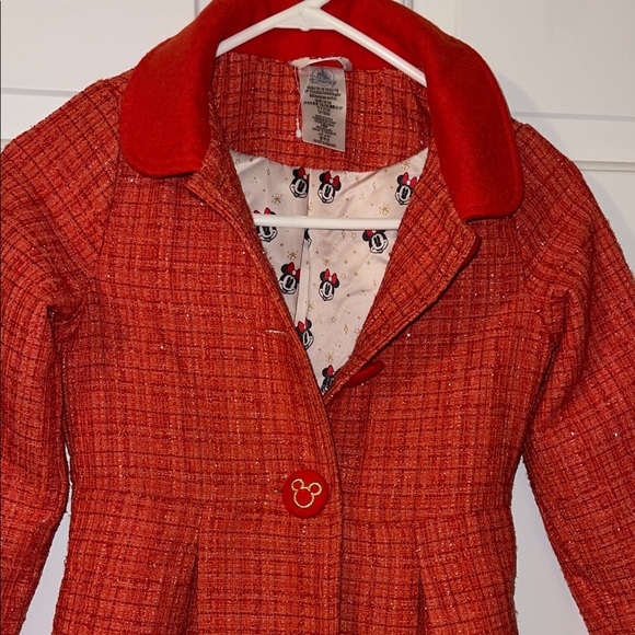 Vintage Orange Kids Disney Minnie Mouse tweed Peacoat. Size 7/8 - Picture 2 of 11